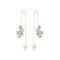 E-717 xuping venta de moda flor y bola diseño 14k color oro zircon damas pendientes pendientes